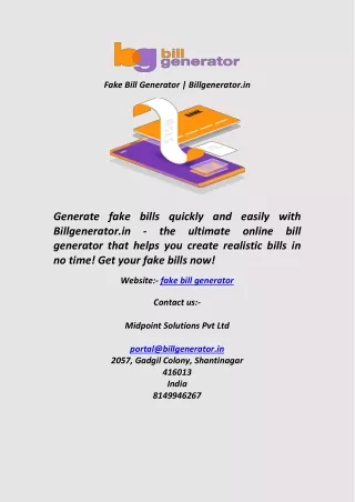 Fake Bill Generator  Billgenerator in