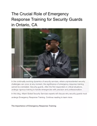 The Crucial Role of Emergency Response Training for Security Guards in Ontario, CA