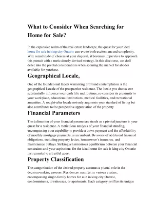 What to Consider When Searching for Home for Sale?
