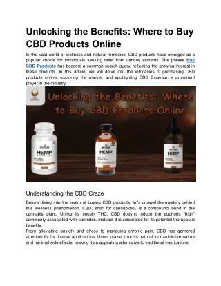 Unlocking the Benefits_ Where to Buy CBD Products Online