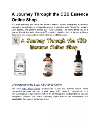 A Journey Through the CBD Essence Online Shop