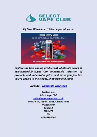 Wholesale Vape Shop  Selectvapeclub co uk