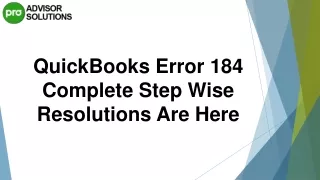 Quick And Effective Fix For QuickBooks Error 184