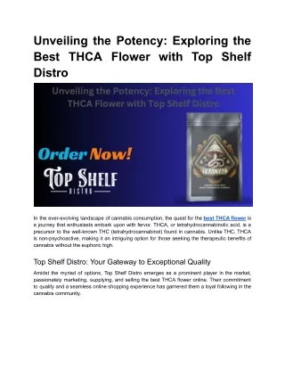 Unveiling the Potency_ Exploring the Best THCA Flower with Top Shelf Distro