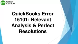 Best Way To Rectify QuickBooks Error 15101
