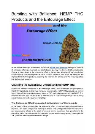 Bursting with Brilliance_ HEMP THC Products and the Entourage Effect