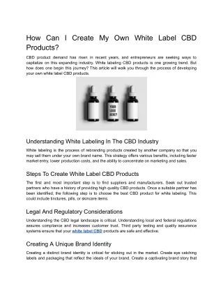 How Can I Create My Own White Label CBD Products_