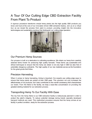 A Tour Of Our Cutting-Edge Cbd Extraction Facility From Plant To Product