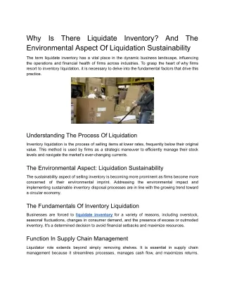 Why Is There Liquidate Inventory_ And The Environmental Aspect Of Liquidation Sustainability