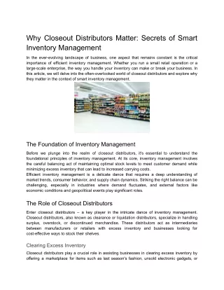 Why Closeout Distributors Matter_ Secrets of Smart Inventory Management
