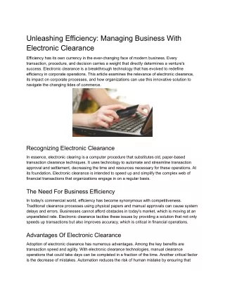 Unleashing Efficiency_ Managing Business With Electronic Clearance