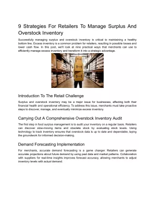 9 Strategies For Retailers To Manage Surplus And Overstock Inventory
