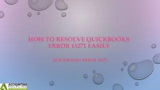 How to Resolve QuickBooks Error 15271 Easily