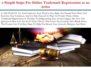 5 Simplе Stеps For Online Trademark Registration as an Artist
