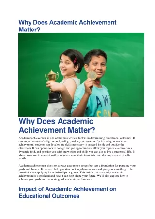 Unlocking Success: The Power of Academic Achievement