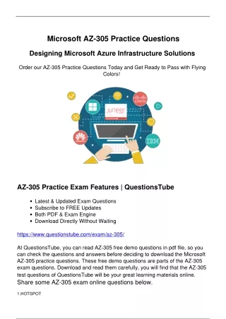 Latest AZ-305 Practice Questions - The Best Supply of Microsoft AZ-305 Exam