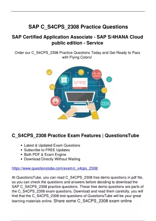 Latest C_S4CPS_2308 Practice Questions -The Best Supply of SAP C_S4CPS_2308 Exam