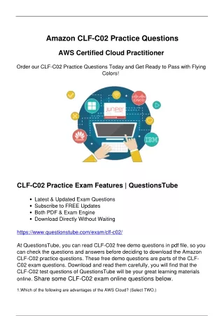 Latest CLF-C02 Practice Questions - The Best Supply of Amazon CLF-C02 Exam