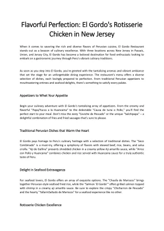 Flavorful Perfection El Gordo's Rotisserie Chicken in New Jersey
