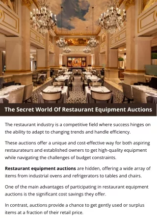 The Secret World Of Restaurant Equipment Auctions