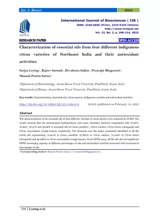 Characterization of essential oils from four different indigenous citrus varieti