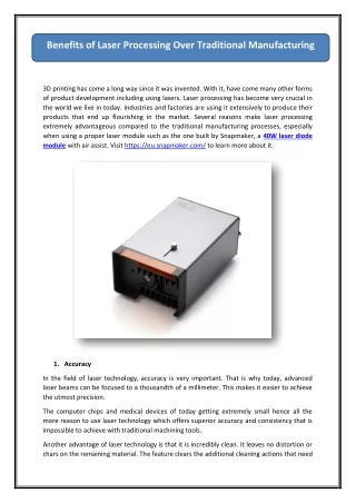 Benefits of Laser Processing Over Traditional Manufacturing