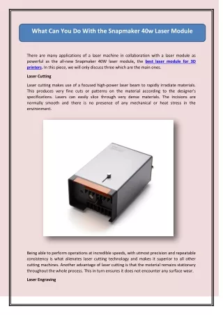 What Can You Do With the Snapmaker 40w Laser Module