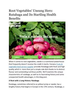 Root Vegetables' Unsung Hero: Rutabaga and Its Startling Health Benefits