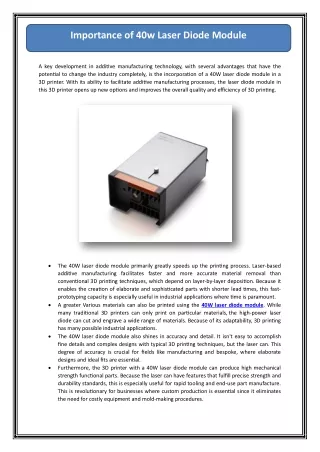 Importance of 40w Laser Diode Module