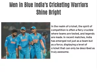 Men in Blue India's Cricketing Warriors Shine Bright