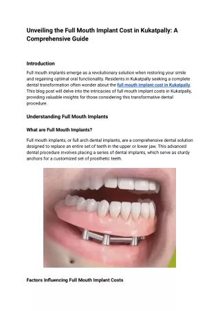 full mouth implant cost in kukatpally