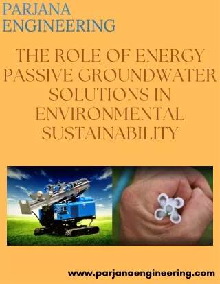 The Role of Energy Passive Groundwater Solutions in Environmental Sustainability