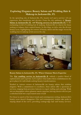 Exploring Elegance Beauty Salons and Wedding Hair & Makeup in Jacksonville, FL