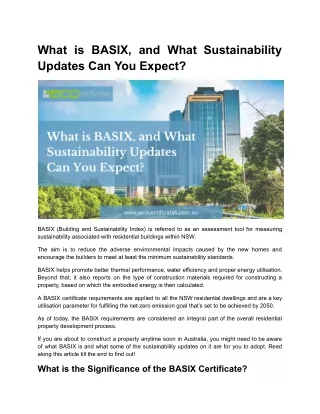 What is BASIX, and What Sustainability Updates Can You Expect