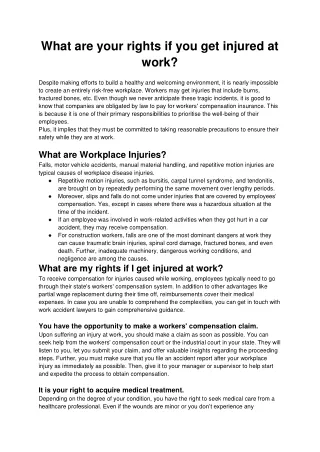 What are your rights if you get injured at work