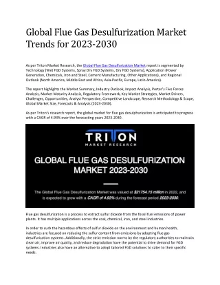 Flue Gas Desulfurization Market Size, Share Analysis by 2030