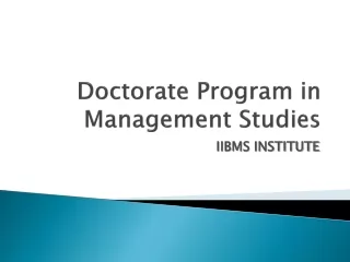 Doctorate Program in Management Studies