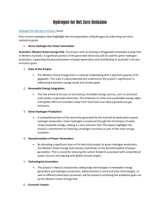 Hydrogen for Net Zero Emission pdf