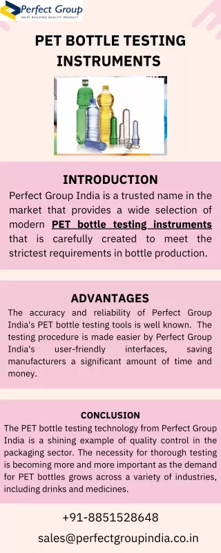 Pet bottle testing instruments | Perfect Group India