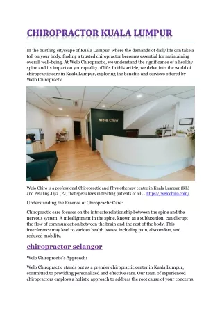 chiropractic malaysia