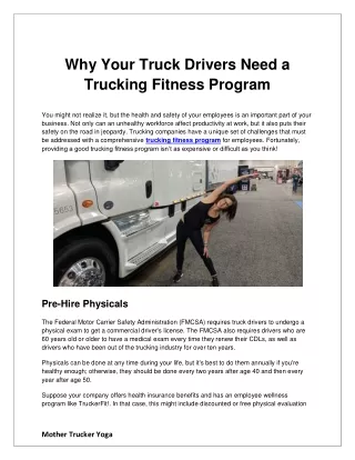 Why Your Truck Drivers Need a Trucking Fitness Program?