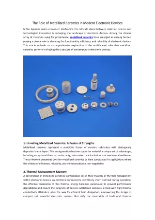 The Role of Metallized Ceramics in Modern Electronic Devices