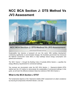 NCC BCA Section J_ DTS Method Vs JV3 Assessment