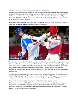 Olympic Paris Cup to Taekwondo Humanitarian Foundation