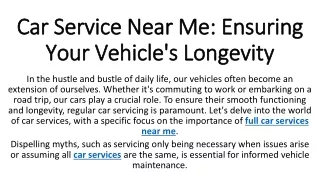 Car Service Near Me Ensuring Your Vehicle's Longevity