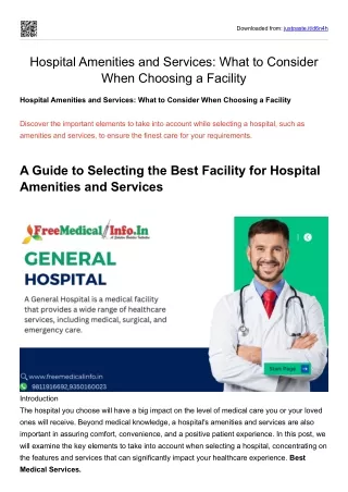 Hospital Amenities and Services What to Consider When Choosing a Facility