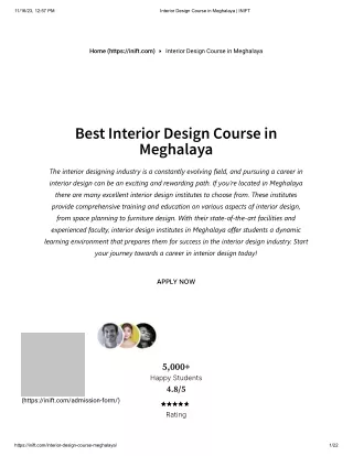 Interior design course in Meghalaya