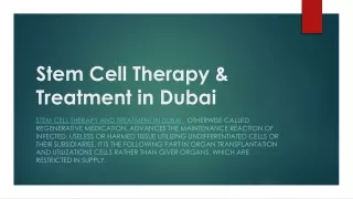 Stem Cell Therapy & Treatment in Dubai