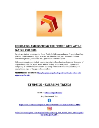 Educating and Inspiring the Future with Apple Watch for Kids