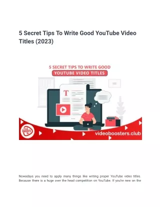 5 Secret Tips To Write Good YouTube Video